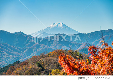 紅葉と富士山 133533708