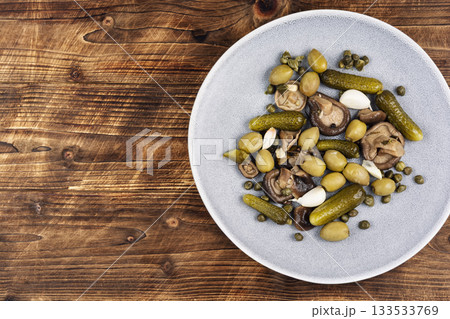 Set of salty snacks. Set of salty snacks. 133533769