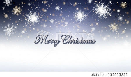 紺色の夜空から雪が舞い降りるメリークリスマスの背景バナー 133533832