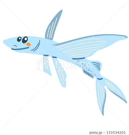 Flying Fish Cartoon Character Vector Illustration 133534201