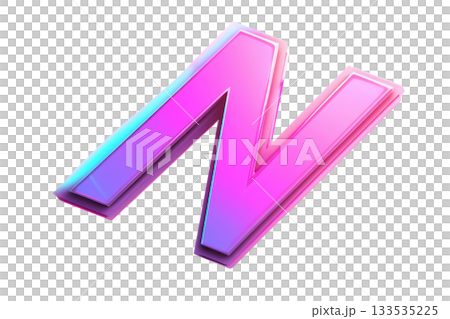A stylized, three-dimensional letter "N" featuring vibrant pink and blue gradients. 133535225