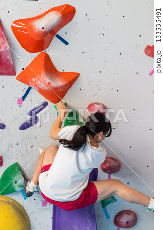 クライミングに挑戦する女の子 クライミングに挑戦する女の子 133535491