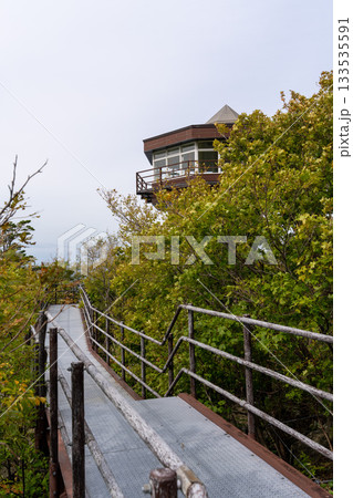 北海道　雄冬岬　展望台　海　草木　崖 133535591