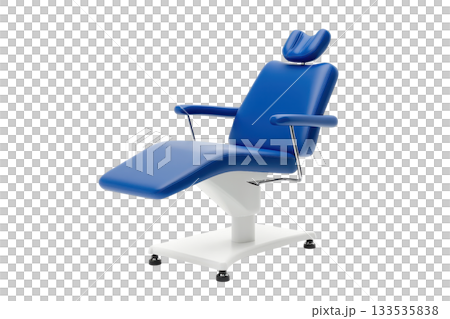 A blue reclining chair designed for comfort, featuring adjustable headrest and armrests, suitable for medical or beauty treatments. A blue reclining chair designed for comfort, featuring adjustable headrest and armrests, suitable for medical or beauty treatments. 133535838