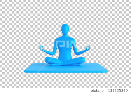 A serene blue figure in a seated meditation pose, hands in a mudra, conveying tranquility and mindfulness. A serene blue figure in a seated meditation pose, hands in a mudra, conveying tranquility and mindfulness. 133535859