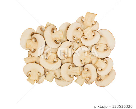 Cut slices of champignon mushroom Cut slices of champignon mushroom 133536320