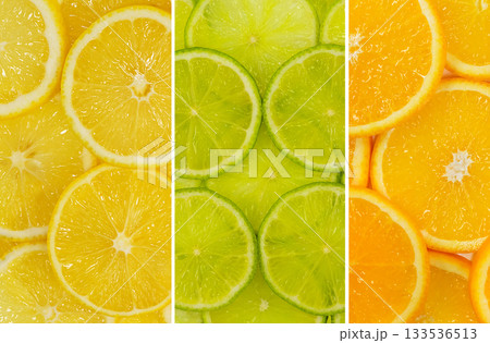Fruit mix of lemon, lime and orange fruit Fruit mix of lemon, lime and orange fruit 133536513
