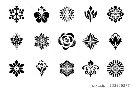 Flower icons set. Isolated elements for design. Vector graphics. Flower icons set. Isolated elements for design. Vector graphics. 133536877