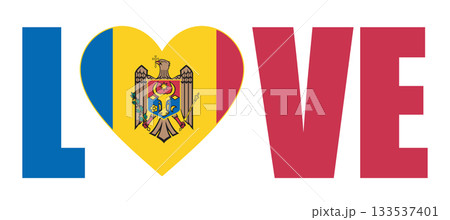 The image displays the word LOVE with the O replaced by a heart shape containing the flag of Moldova. Signifies a love for Moldova or Moldovan heritage The image displays the word LOVE with the O replaced by a heart shape containing the flag of Moldova. Signifies a love for Moldova or Moldovan heritage 133537401