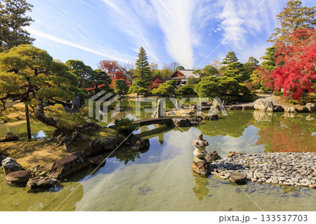 秋の紅葉に映える日本庭園 (京都 桂離宮) 秋の紅葉に映える日本庭園 (京都 桂離宮) 133537703