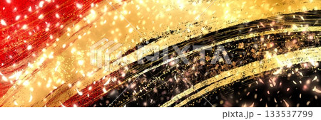 お正月背景風金箔桜花吹雪が輝く豪華横長背景 133537799