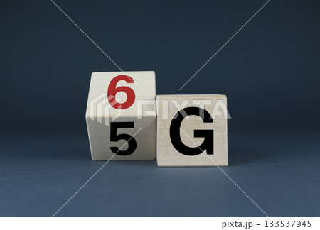 5G or 6G. Cubes form the words 5G or 6G Internet. 5G or 6G. Cubes form the words 5G or 6G Internet. 133537945