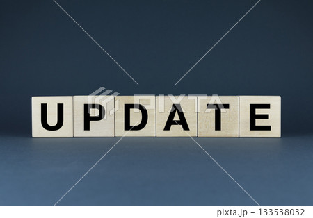 Update. Cubes form the word Update 133538032