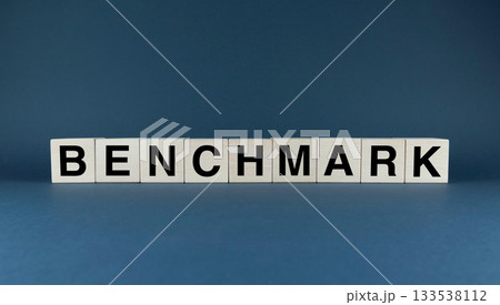 Benchmark. Cubes form the word Benchmark. Concept word Benchmark 133538112