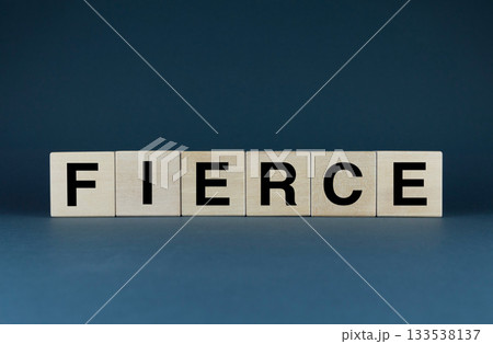 Fierce. Cubes form the word Fierce. The broad concept of the word Fierce 133538137
