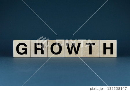 Growth. Cubes form the word Growth 133538147