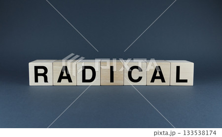 Radical. Cubes form the word Radical 133538174