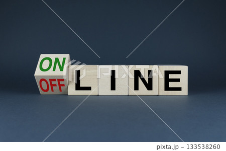 Cubes form words of choice Online or offline. Internet and communication concept Cubes form words of choice Online or offline. Internet and communication concept 133538260