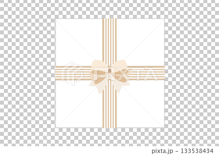 Ribbon gift frame, beige, vector png, white background 133538434