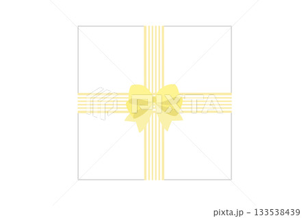 リボンのギフト贈り物フレーム枠 黄色イエロー ベクターpng 白バック リボンのギフト贈り物フレーム枠 黄色イエロー ベクターpng 白バック 133538439