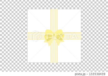 黃色絲帶禮品框向量圖 png 白色背景 133538439