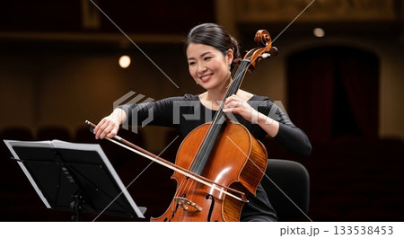 チェロを弾く女性 133538453