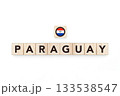 Wooden blocks bearing the name and flag of Paraguay. Paraguayan and South American Culture, national identity, travel, and geography in a copy space design. 133538547