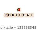 Wooden blocks bearing the name and flag of Portugal. Portuguese, Atlantic and European Culture, national identity, travel, and geography in a copy space design. 133538548