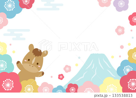 富士山とかわいい馬の年賀状04 富士山とかわいい馬の年賀状04 133538813