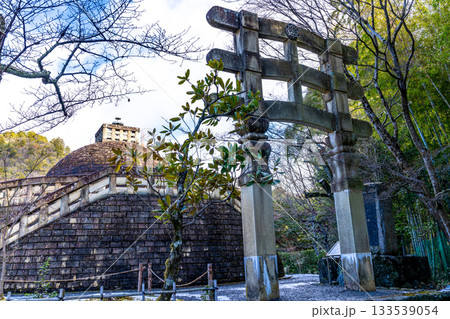 冬の化野念仏寺 鳥居と仏舎利塔 京都府京都市右京区 冬の化野念仏寺 鳥居と仏舎利塔 京都府京都市右京区 133539054