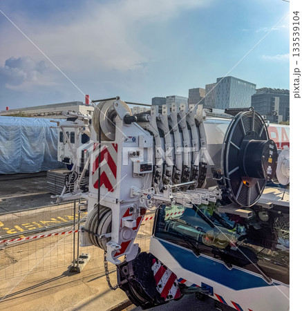 Heavy Crane Machinery Close-Up on Construction Site 133539104