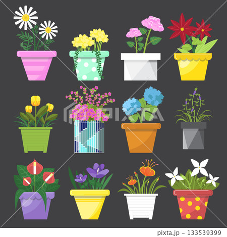 vector design of flower in pot on gray background. 133539399