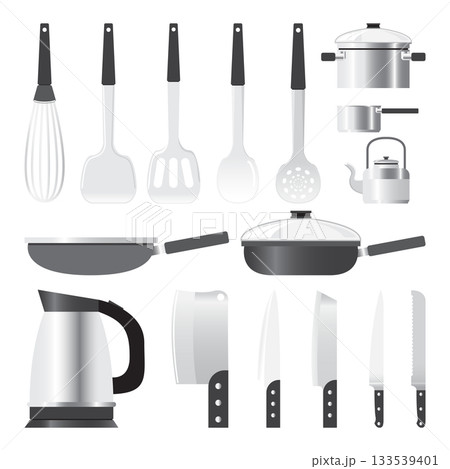 Vector set of kitchen utensils on white background. 133539401