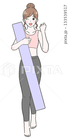 ヨガポールで体操をする女性 イラスト ヨガポールで体操をする女性 イラスト 133539517