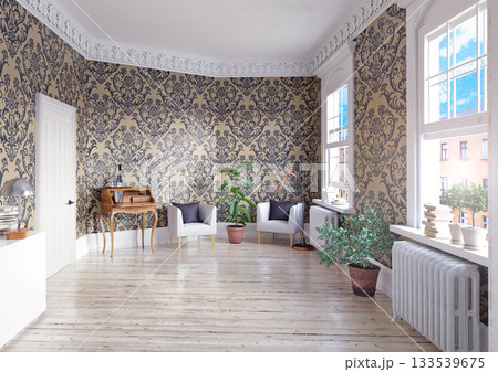 living hall interior.のイラスト素材 [133539675] - PIXTA