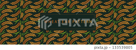 Gradient Wheat Ear Seamless Pattern. Colorful Cereal Design, Organic Banner, Background in a vector illustration 133539805