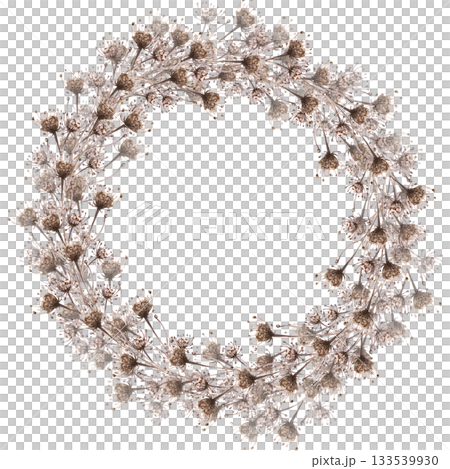 A lush wreath of African steppe flowers. Isolated watercolor illustration of dried flowers for eco-projects, eco-park tickets, packaging design, interiors, and poster printing. A lush wreath of African steppe flowers. Isolated watercolor illustration of dried flowers for eco-projects, eco-park tickets, packaging design, interiors, and poster printing. 133539930