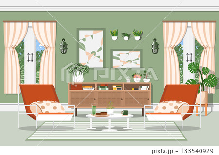interior background with living room and sofa 133540929