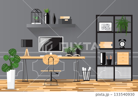 interior background with a working room interior background with a working room 133540930