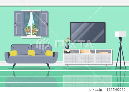 living room interior with tv and living room 133540932