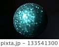 青系・青緑系のキラキラ光る玉ボケ背景 球体 青系・青緑系のキラキラ光る玉ボケ背景 球体 133541300