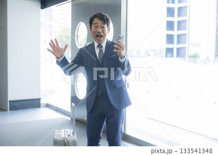 ガッツポーズするビジネスマン ガッツポーズするビジネスマン 133541348