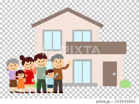 三代家庭和房子 133541641
