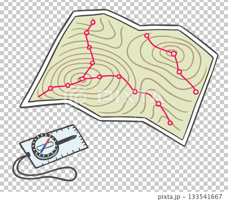 登山用的地圖和指南針 登山用的地圖和指南針 133541667