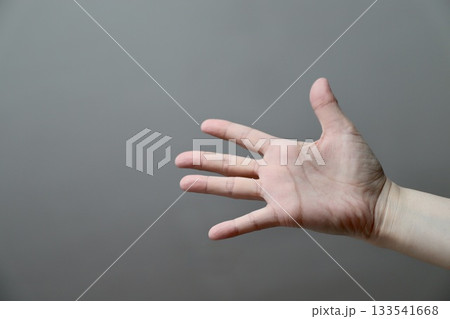 パーで殴りかかろうとしている女性の右手　暴力イメージ 133541668