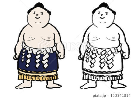 お相撲さん　線画と色つき 133541814