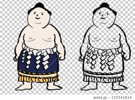 お相撲さん　線画と色つき 133541814