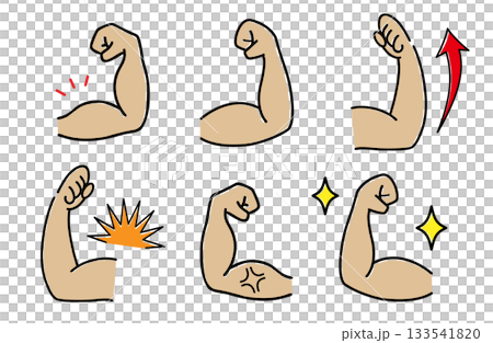 Hand-drawn fist pump icon set (color) Hand-drawn fist pump icon set (color) 133541820