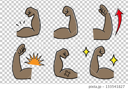 Hand-drawn fist pump icon set (sunburn) 133541827