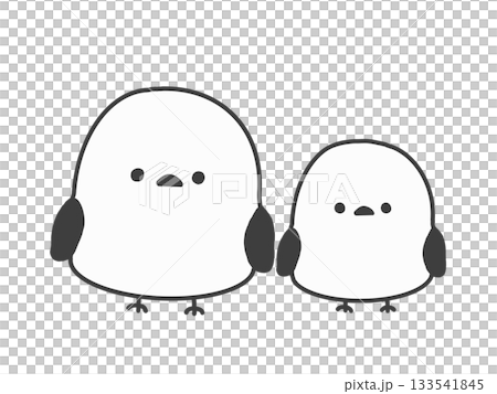 一幅簡單的插圖，描繪了一隊長尾山雀父母和幼鳥。 133541845